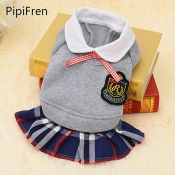 

PipiFren Dogs Clothes College T Shirts In Spring Pets Costume Party Dresses Cute Fashion Cat Yorkshire Clothing robe pour chien