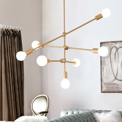 Современные подвесные светильники трубки подвесной светильник светодиодный спальня фойе золото скандинавский, простой, современный