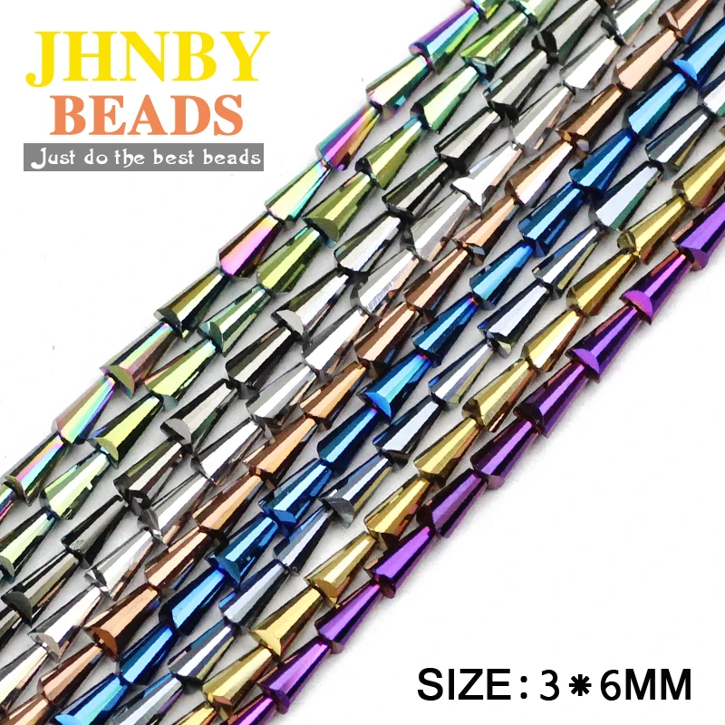 

JHNBY Tower shape Austrian crystal beads 3*6mm 98pcs Round Conical Spire loose beads for Jewelry Bracelet Making accessories DIY