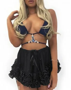 

Womens Sheer Mesh Bikini Cover Up Swimwear Swimsuit Bathing Summer Beach Skirts Floral Solid Ruffle Chiffon See-through Dress