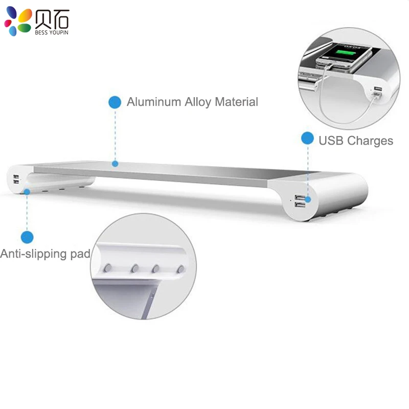 Портативный 4 порта USB ноутбук компьютер монитор Стенд ПК монитор держатель ноутбук Настольный держатель нескользящий держатель для MacBook Pro/Air