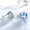UMCHO Nano Sky Blue Topaz Gemstone Clip Earrings For Women Genuine 925 Sterling Silver Earrings For Women Romantic Fine Jewelry ► Photo 3/6