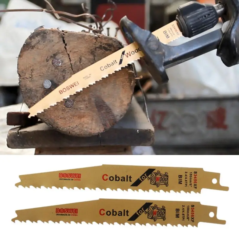 2PCS Gold Reciprocating Sabre BIM Saw Blades for Cutting Metal Professional S3456XF Accessory Kit