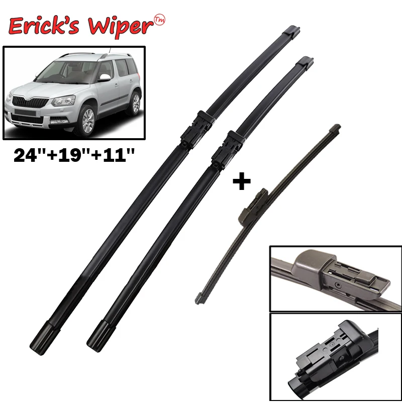 

Erick's Wiper Front Rear Wiper Blades Set For Skoda Yeti 2009-2017 Windshield Windscreen Front Rear Window 2016 2015 24"+19"+11"