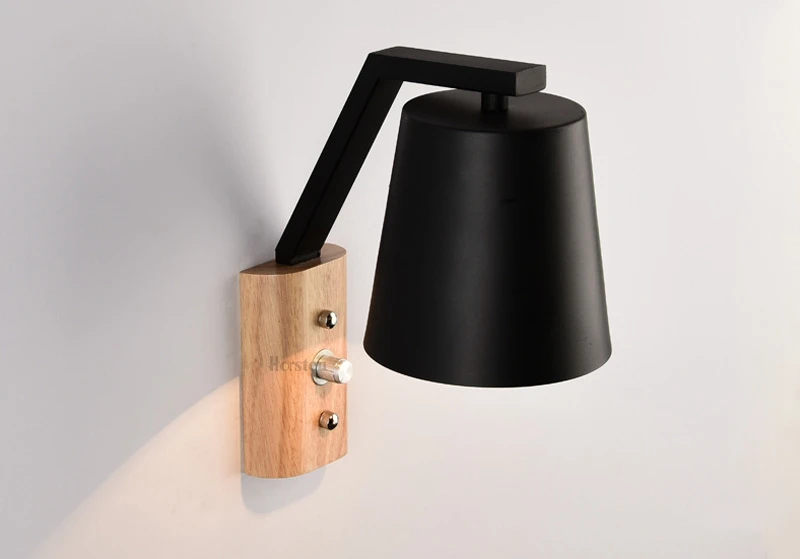 Horsten Modern Wall Lamps Sconces Living Room E27 Wooden Iron Restaurant Bedroom Decorative Wall Lights Lamparas Home Lighting Fixture (5)