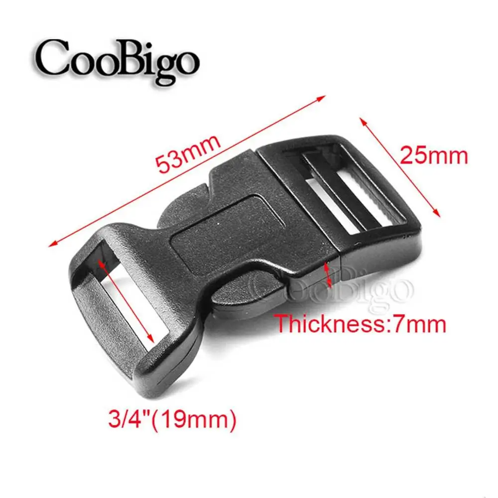 10 шт. 3/" 1/2" 5/" 3/4" " боковая пряжка изогнутая пластмассовая фурнитура открытый ошейник для собак Паракорд Браслет рюкзак сумка части - Цвет: 19mm