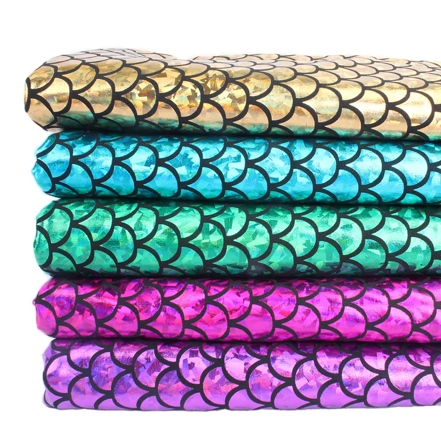 

1 yard 92cm Sparkly Scale Mermaid Fabric Hologram Spandex 2 Way Stretch fabric for skirt tail swimwear - 60" Wide