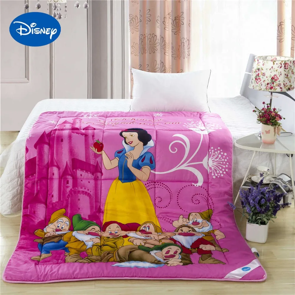 

Princess Snow White and the 7 Dwarfs Comforter Disney Character Cotton Cover Girls Bedroom Decor Single Twin Queen Size Magenta