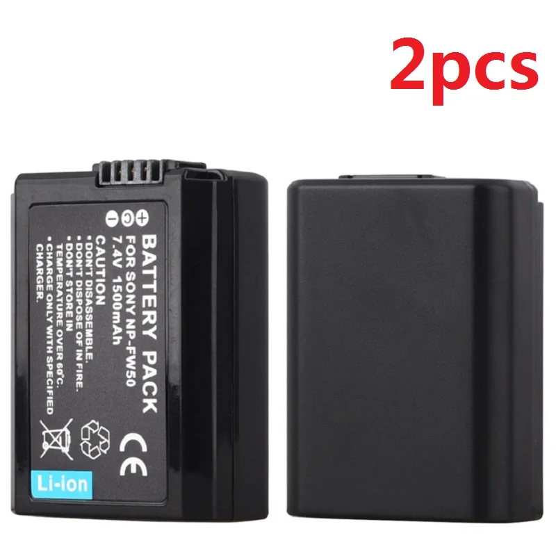 

2Pcs NP-FW50 Battery NPFW50 Digital Camera Rechargeable Batteries For Sony Alpha 7 a7 7R a7R 7S a7S a3000 a5000 a6000 NEX-5N
