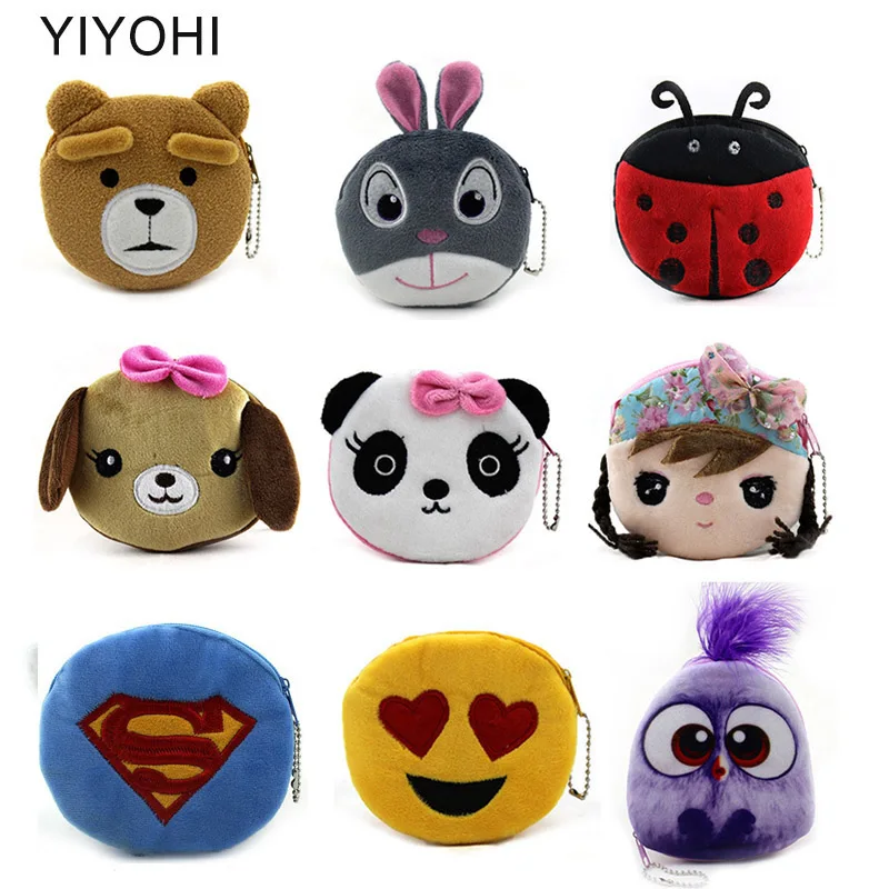 

34 Styles Hot On Sale Kawaii Cartoon Panda/Bear/Bird Children Plush Coin Purse Zip Change Purse Wallet Kids Girl Women For Gift
