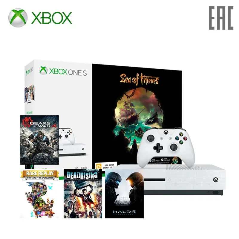 Xbox One S 1TB Sea of Thieves +Halo 5+<b>Gears of War</b> 4+Rare ...