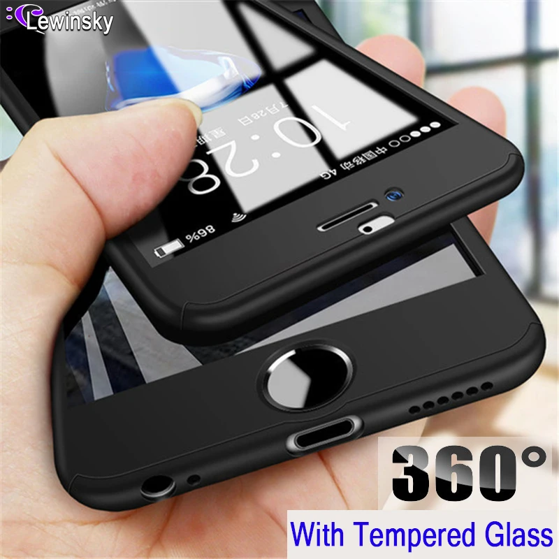 

360 Full Cover Phone Case For iPhone XS Max XR 8 6 6s 7 Plus 5s SE PC Protective Cover For iPhone 7 8 Plus Case Cover With Glass