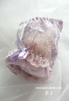 

Princess sweet lolita underwear Japanese Lovely purple light beige cotton embroidered lace underwear BDJ065