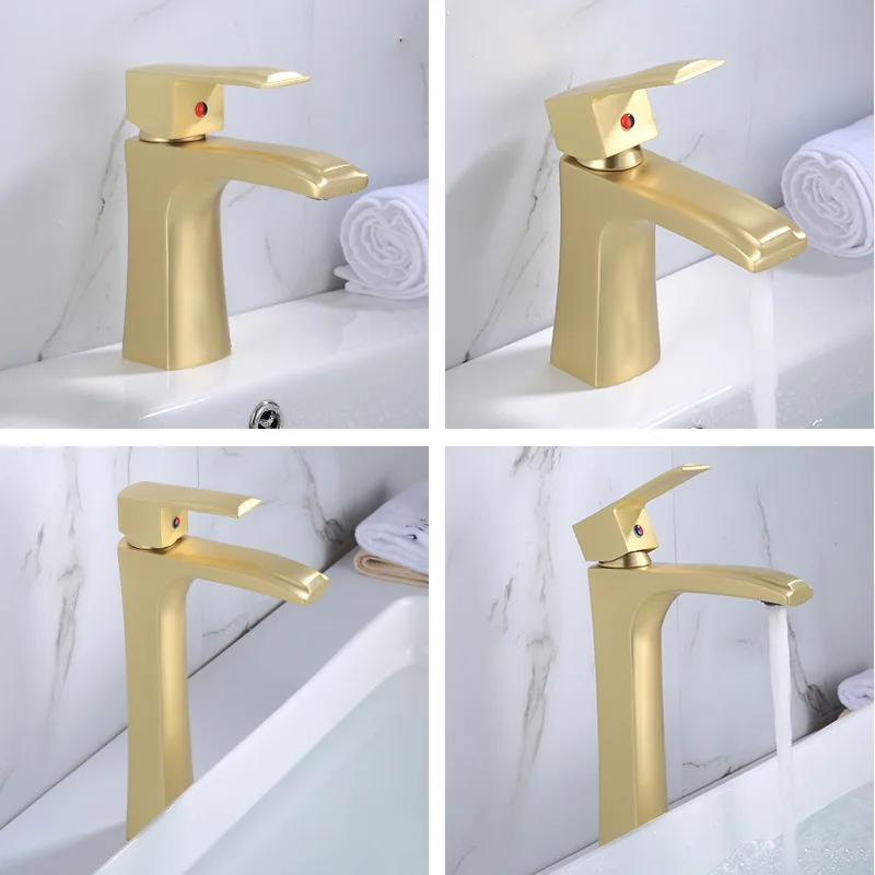 Водопад с одной ручкой золотистый водопроводный кран Ванная комната раковина горячая холодная краны золотистого цвета золото Ванная