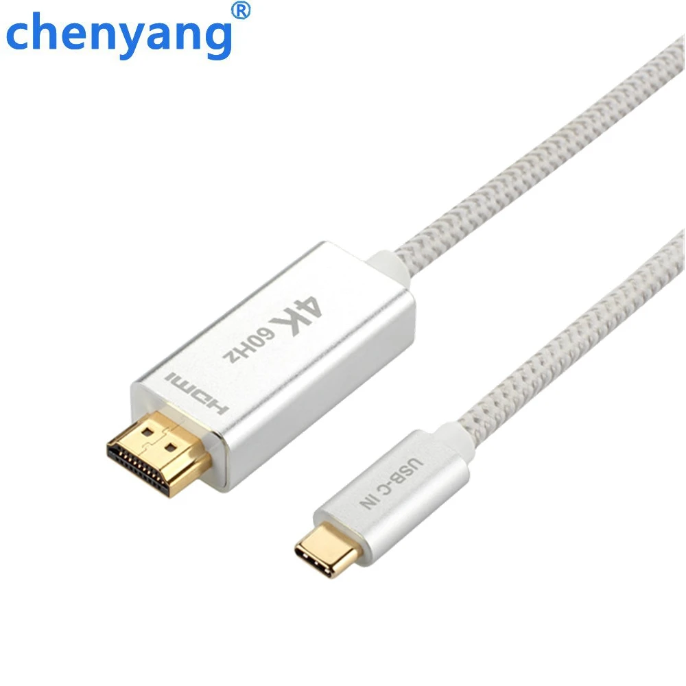 Новый плетеный кабель с поддержкой 4K 60 Гц 1 м 2 3 USB Type C штекер HDMI HD адаптер