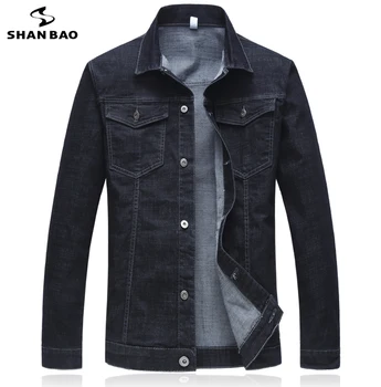 

3XL 4XL 5XL 6XL Brand Men's Dark Black Denim Jacket 2019 Autumn New Lapel Single Breasted Business Casual Jacket big size