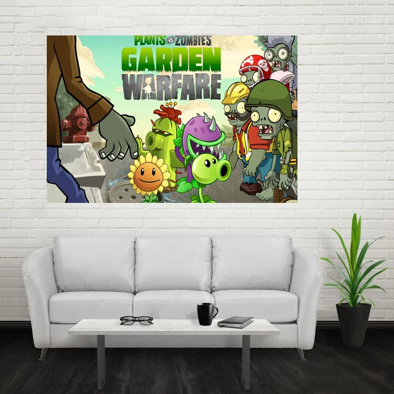 

Nice Plant vs Zombies Poster Custom Canvas Poster Art Home Decoration Cloth Fabric Wall Poster Print Silk Fabric Print
