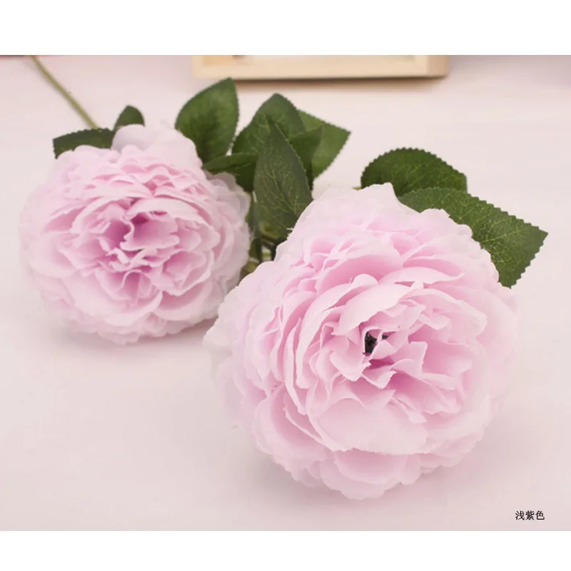 1PCS 3 Heads Fake Flowers Artificial Silk Bridal Wedding Decoration Wreath Bunch Home Decor Artificial Flowers Peony Real Touch - Цвет: 1