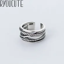 Богемное Новое серебро 925, большие кольца для женщин, женские панк винтажные открытые античные кольца, массивные серебряные ювелирные изделия Anillos