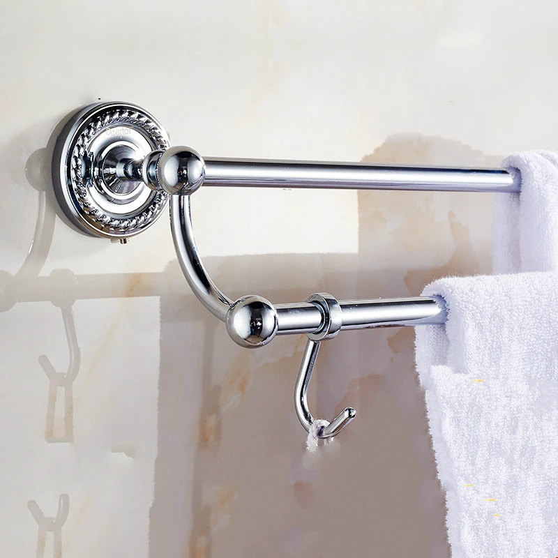 Antique Brass Chrome Towel Bar 2 layer Polished Silver Towel Rack 60Cm