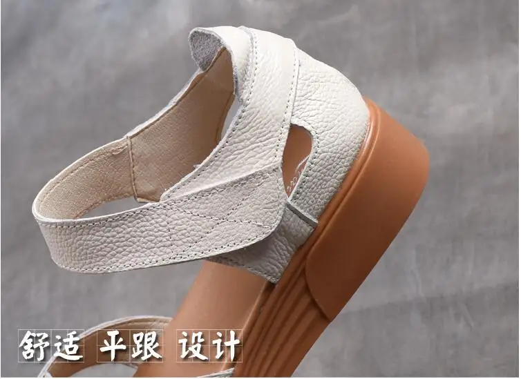 Летние женские босоножки из натуральной кожи, белые туфли ручной работы, Удобная нескользящая обувь для мам