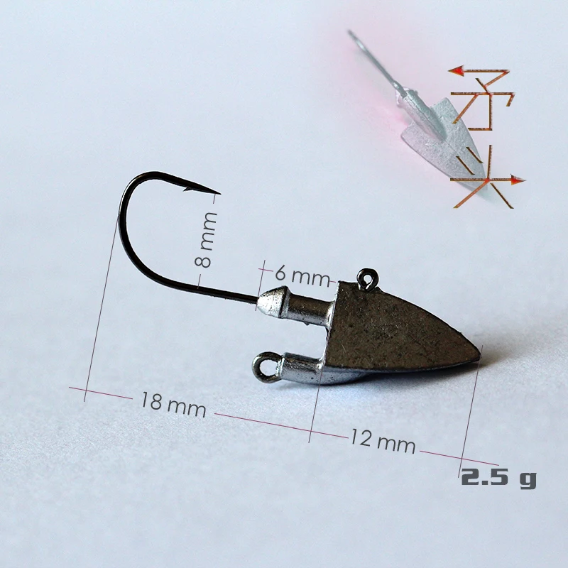 

2.5g 5PCS Jig head hooks carp fishing hook lead head Jig lure hard bait for soft worm jig hook Fishing Tackle accessories pesca
