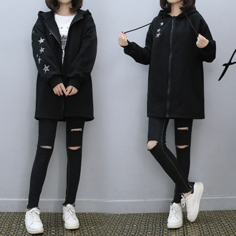 New 2018 Plus Size XL- 5XL Women Winter Jackets European Style Loose Thick Basic Coats Hooded Embroidery Star Ladies Outerwear