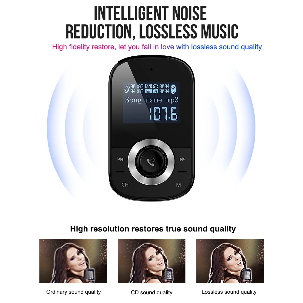 QC 3,0 Быстрая зарядка Bluetooth автомобильный комплект fm-передатчик MP3-плеер двойной USB DC 12 V-24 V Портативный TF карта Микрофон ЖК-дисплей экран