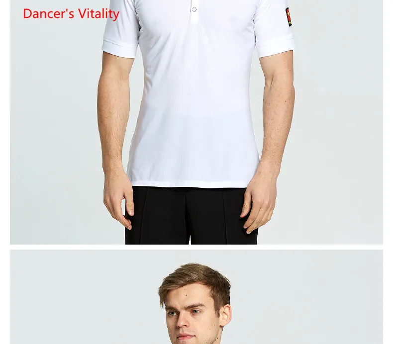 Men's Ballroom Dance Tops 2018 New Style Adult Men's Waltz Cha Cha Rumba Latin Dance Shirt Ballroom Stage Dancing Clothing male dancewear