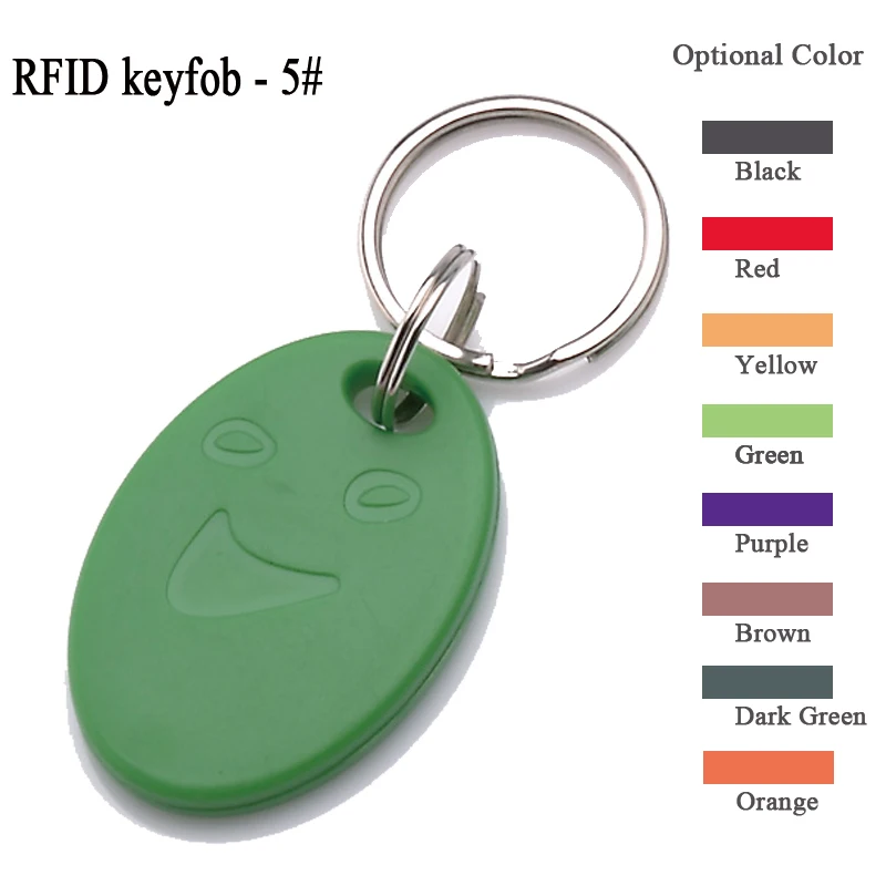 

100pcs mifare s50 keyfob abs-5 model smile face f08 key tag blanks card key fob chain access control keycard read and write
