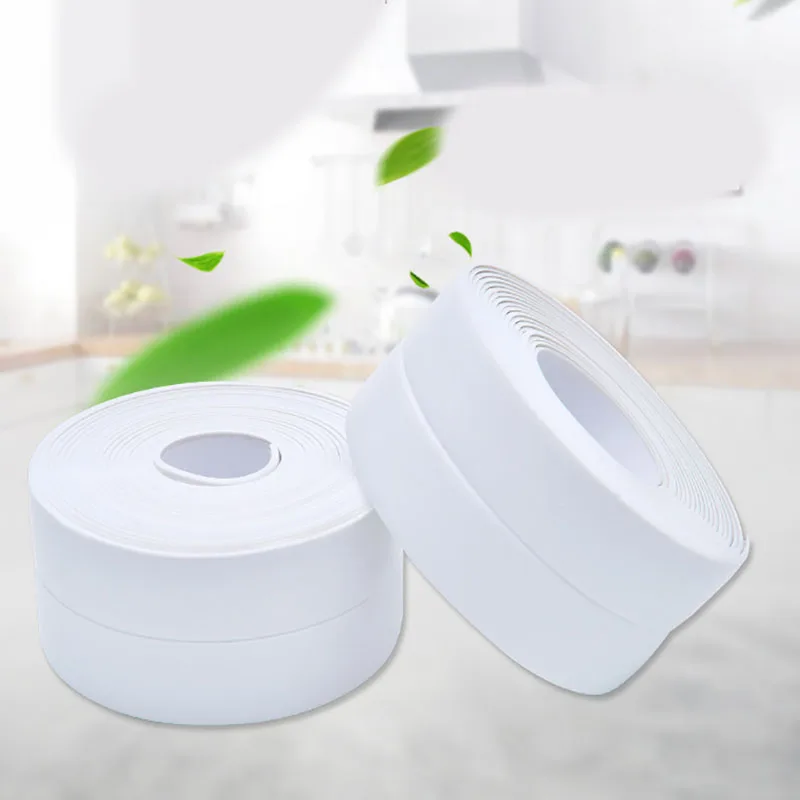 

3.2m*3.8cm DIY Self adhesive Tape Waterproof White Mildewproof Sealing Sealant Strip Mosaic PVC Wall sticker Bathroom Kitchen