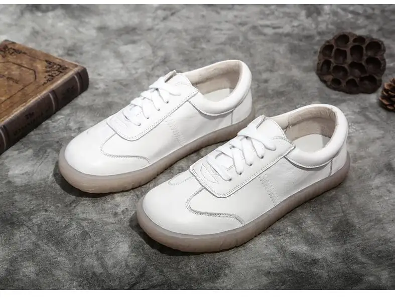 Fashion Casual Genuine Leather Shoes Woman White Sneakers Flat Platform Shoes Women Non-slip loafers Tenis Zapatos Mujer c535g