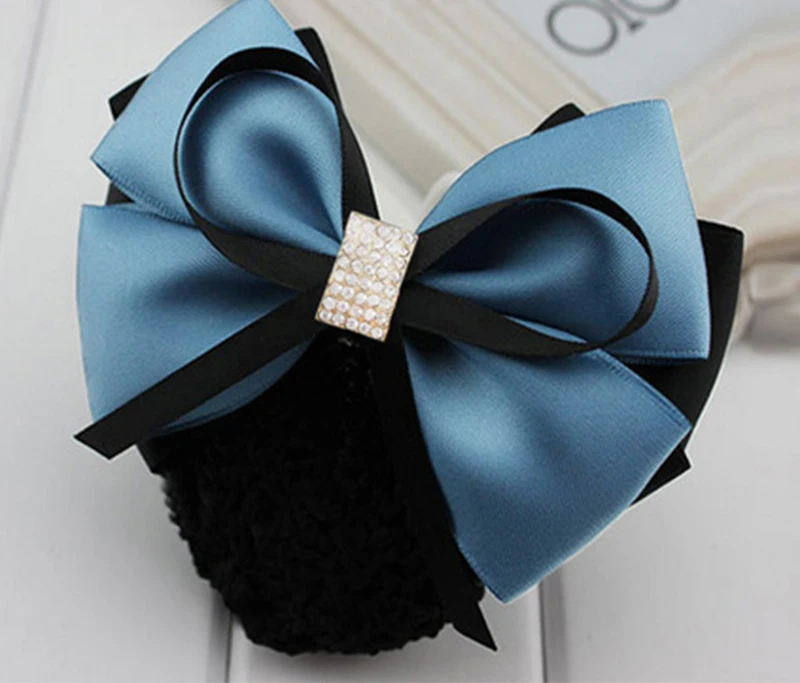 Fashion Office Lady Bow Tie Barrette Hair Clip Cover Bowknot Net