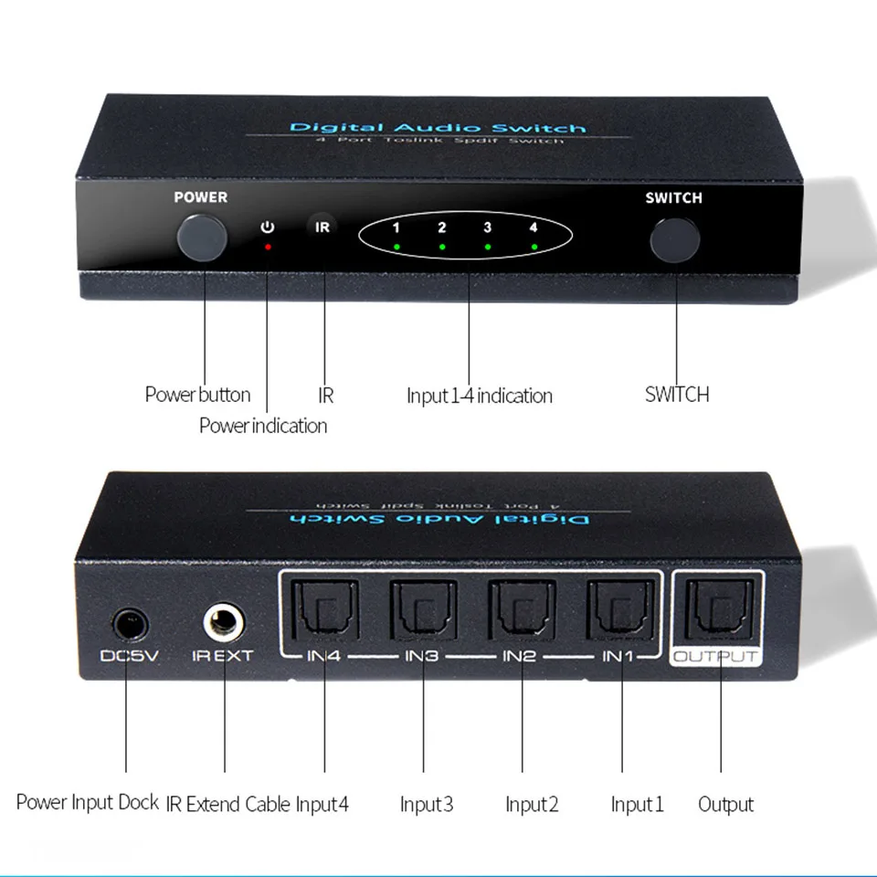 Unnlink HIFI 5 1 SPDIF селектор Toslink коммутатор 4X1 оптический DTS AC 3 аудио 4 в выход для
