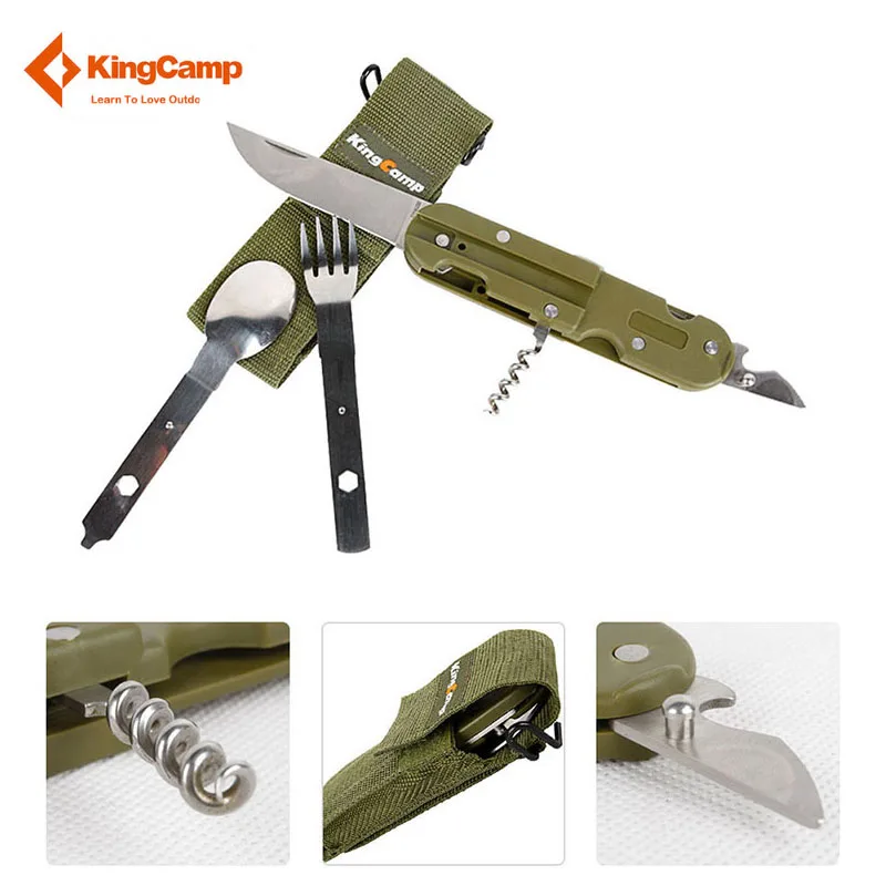

KingCamp Camping Tableware Multifunction Stainless Steel Mess Kit Spoon & Fork & Knife In Nylon Bag for Outdoor Traveling