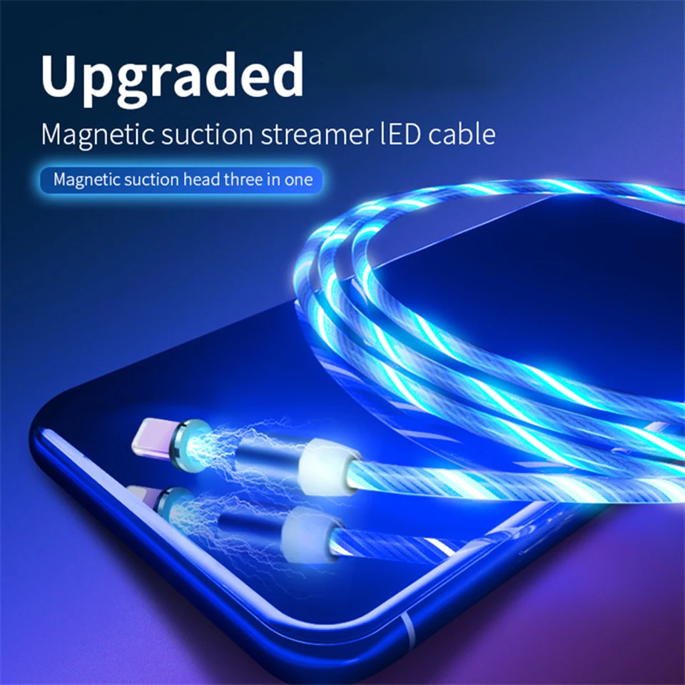 Светящийся Магнитный usb кабель Micro Usb Type c зарядный для Samsung Galaxy A3 A5 A7 A8 A9 телефона