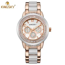 KINGSKY Marque De Luxe Montres Femmes Mode Casual Quartz Montre Strass Silicone Or Montre-Bracelet Femmes Horloge Relogio Feminino