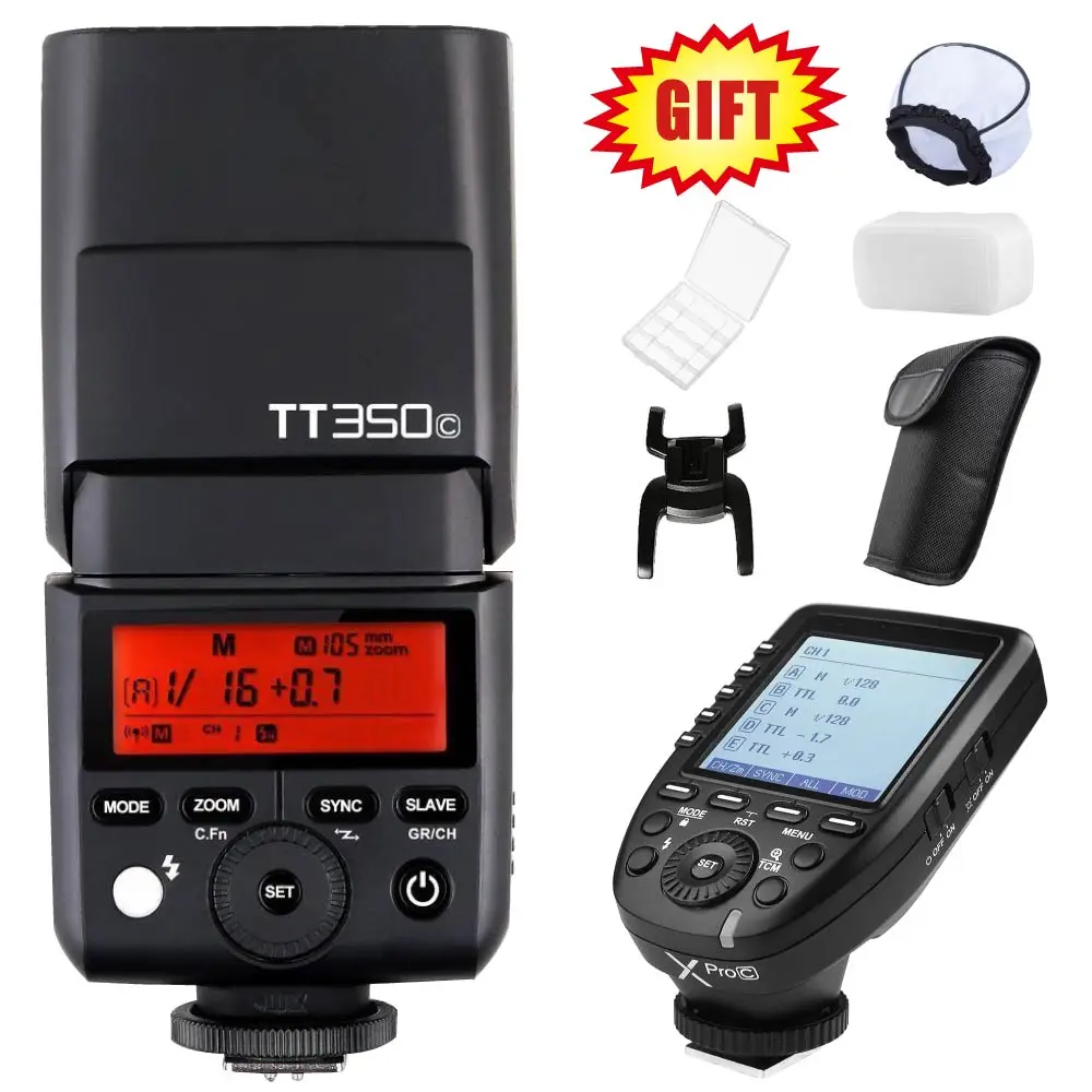 

Godox TT350C GN36 2.4G TTL HSS Mini Flash Speedlite + Xpro-C Trigger Transmitter for Canon