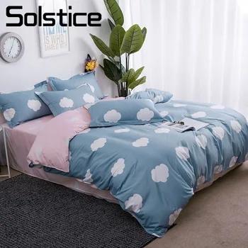 

Solstice Home Textile Leisurely White Cloud Bedding Sets Girls Pink Bed Sheet Duvet Cover Pillowcase Child Teen Bed Linen 3/4Pcs