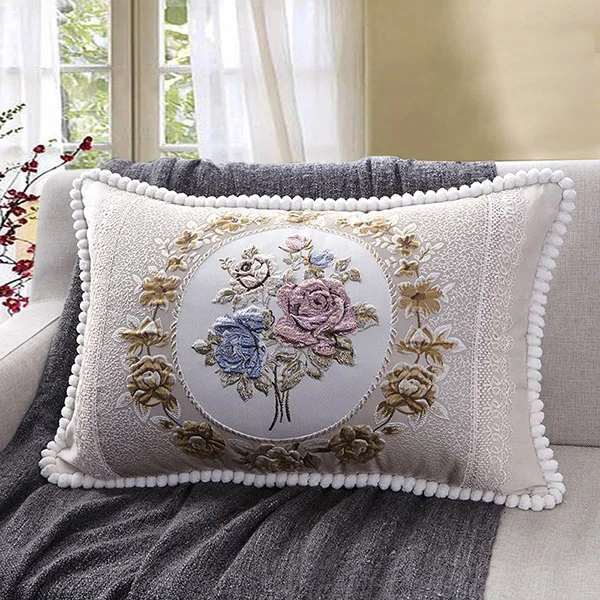 Rectangle 48*68cm Luxury Europe Sofa Back Lumbar Cushion Cover Big Size Hotel Decorative Throw Pillow Case for Bed High Quality - Цвет: As Photo  3