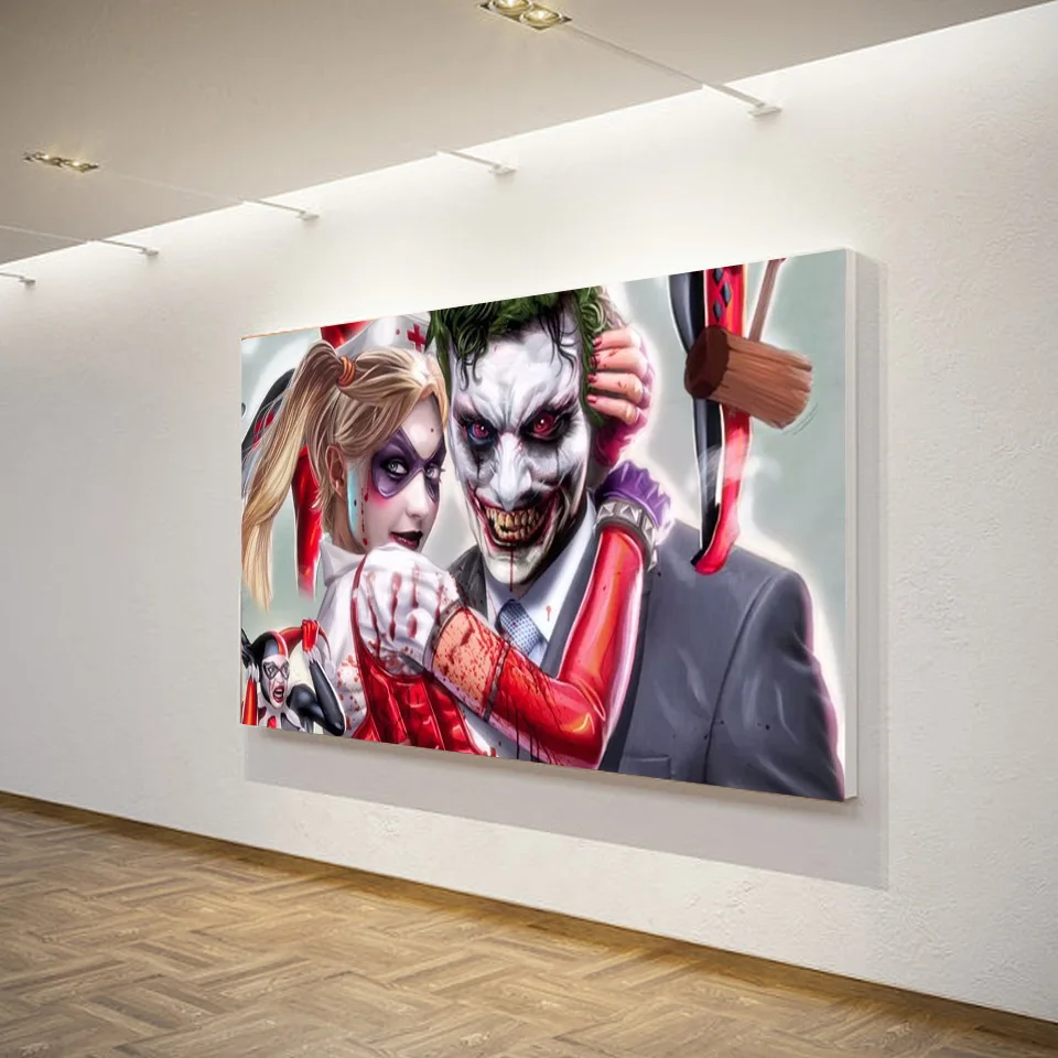 1 Pieces Joker Harley Quinn Comics Wall Art Canvas Pictures For Living Room Bedroom Home Decor
