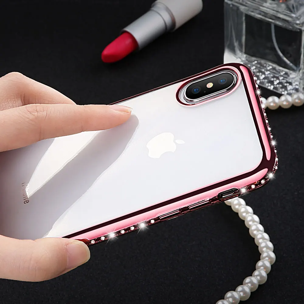 

KISSCASE Diamond Frame Case For iPhone 5 5s SE Bling Case Ultra Thin Phone Cover For iPhone 8 7 6 6s Plus X Soft TPU Shell Funda