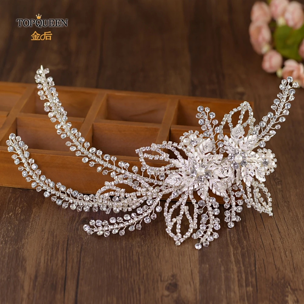 

TOPQUEEN HP254 wedding headband hair accessories sliver wired rhinestone crystal tiara bridal vines womens headbands headpieces