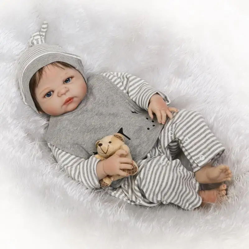 

Pursue 22"/57 cm Bathe Boy Doll Reborn Full Silicone Vinyl Body Reborn Babies Dolls Toys for Children Boy Girl Christmas Gift