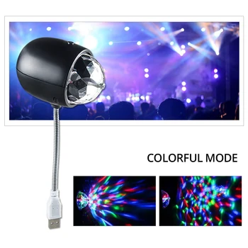 

5V USB LED RGB Stage Light 2 Modes Crystal Magic Ball Auto Rotating Disco DJ Light Christmas New Year Party Decor Daily Lighting