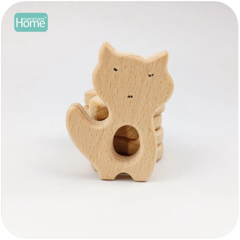 Развивающая игрушка 10 шт. деревянная лиса может жевать прорезыватель из буковой древесины игрушка-браслет для коляски Детская игрушка