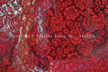 

High Quality African French Mesh Lace Fabric Wedding Chantilly Lace, Quality Red French Chantilly Lace Fabric For Bridal Dress