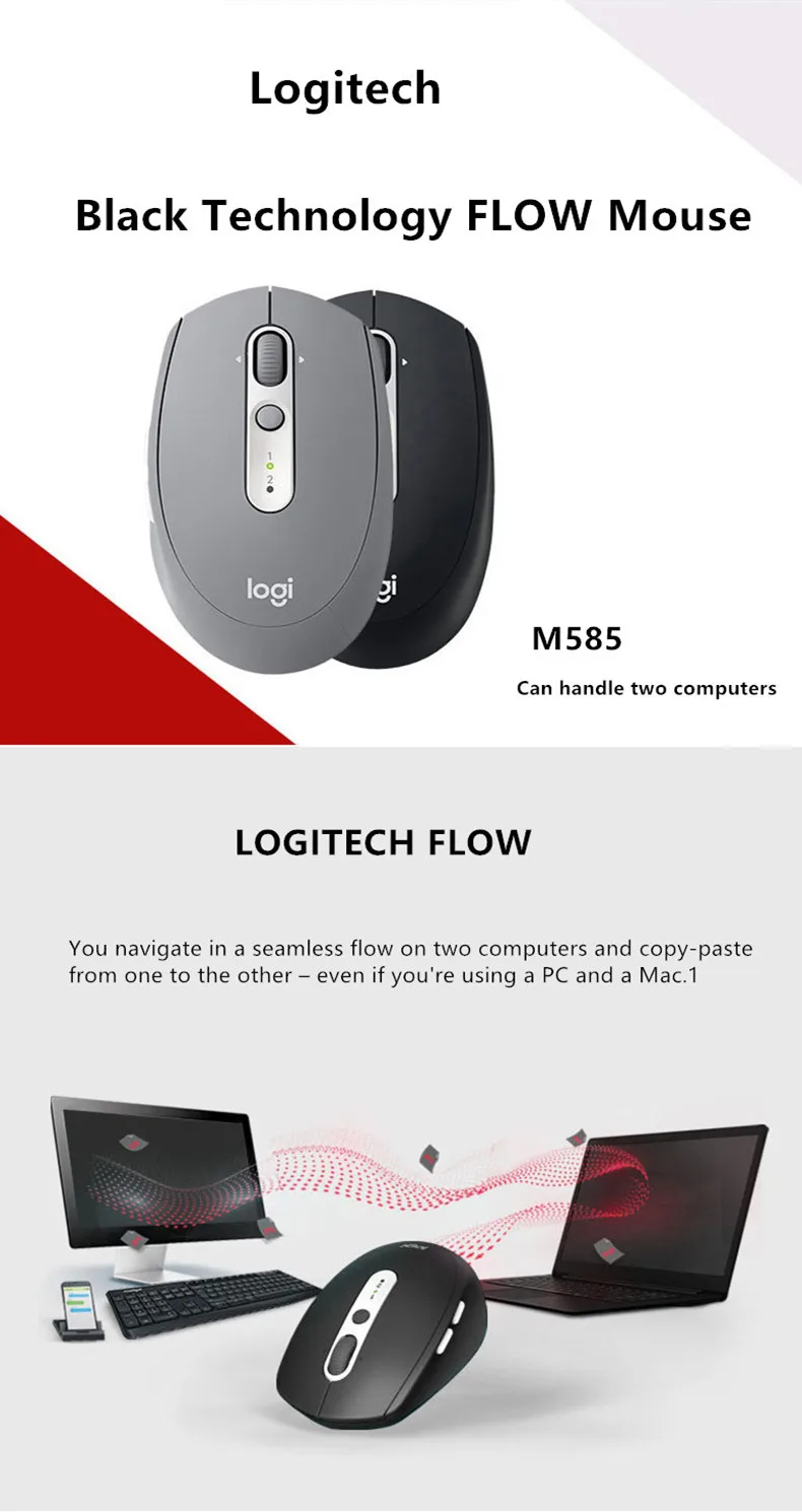 Logitech M585 MULTI-DEVICE 2,4G Беспроводной Bluetooth Office Мышь