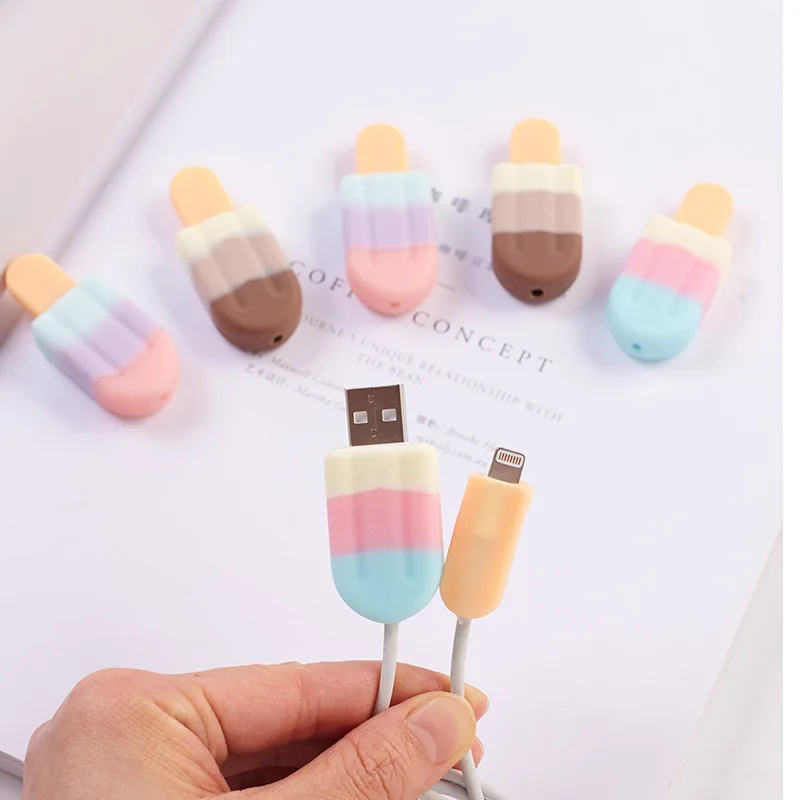 

Lovely Ice Cream Cable Protector Charger USB Cable Winder For Apple IPhone For Smartphone cable Protect decoration