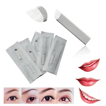 

Tattoo needle 100pieces 16 pin Sterilized Stainless Steel 3D tattoo Embroidery Eyebrow Permanent Makeup Needles Blade Hot Sale